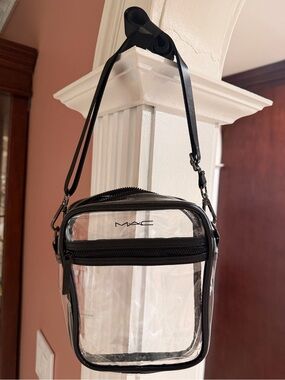 MAC Cosmetics Clear Crossbody Bag with Black Trim